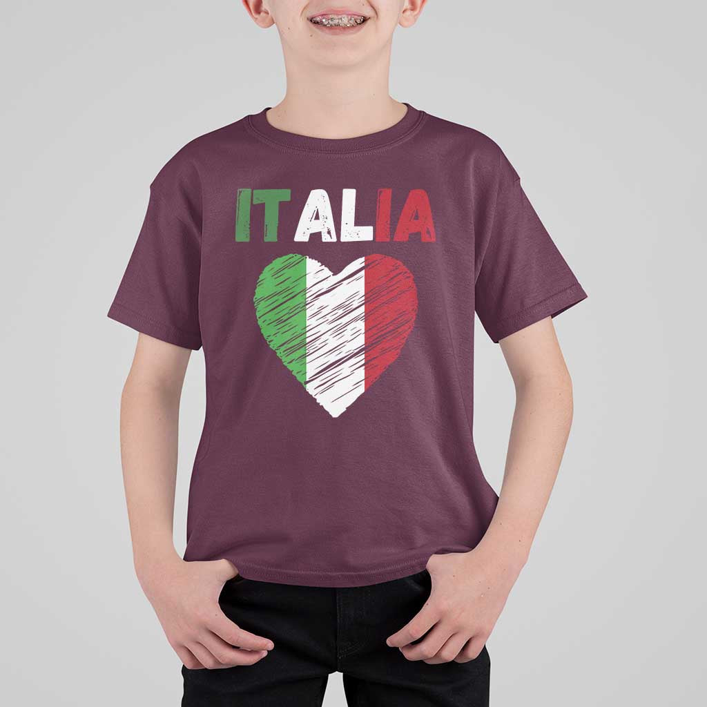 Italian Flag Heart T Shirt For Kid Retro Vintage Italia Graphic