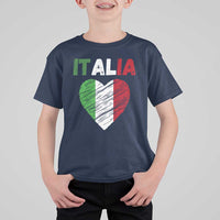 Italian Flag Heart T Shirt For Kid Retro Vintage Italia Graphic