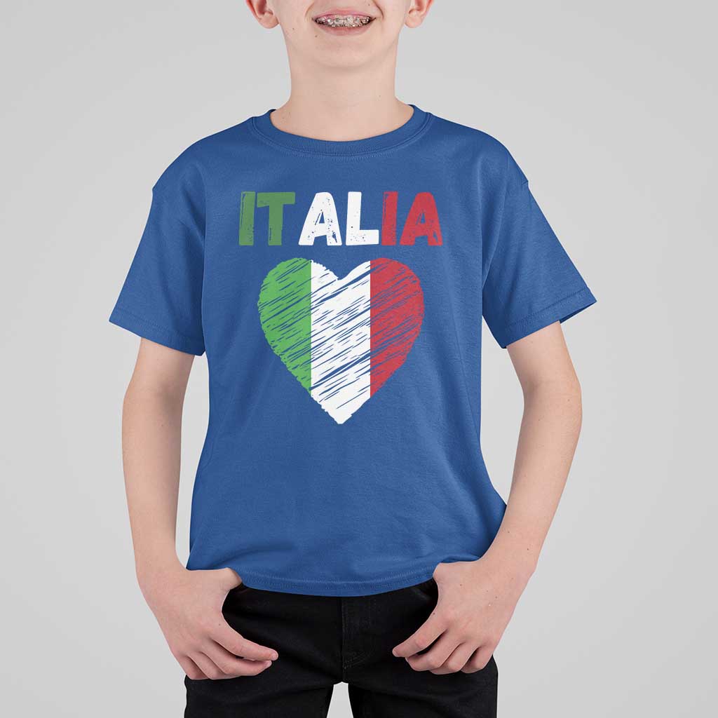 Italian Flag Heart T Shirt For Kid Retro Vintage Italia Graphic