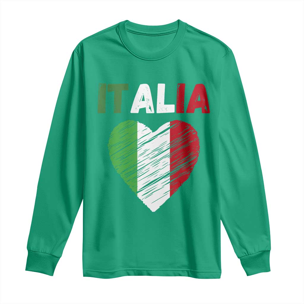 Italian Flag Heart Long Sleeve Shirt Retro Vintage Italia Graphic