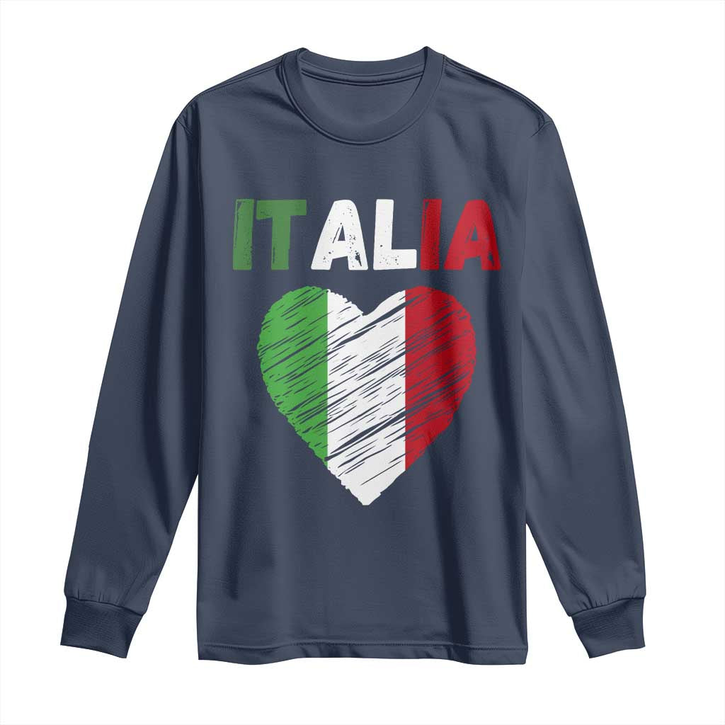 Italian Flag Heart Long Sleeve Shirt Retro Vintage Italia Graphic
