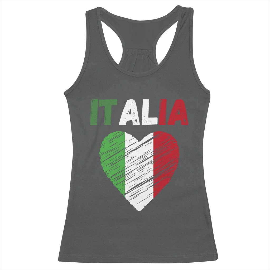 Italian Flag Heart Racerback Tank Top Retro Vintage Italia Graphic