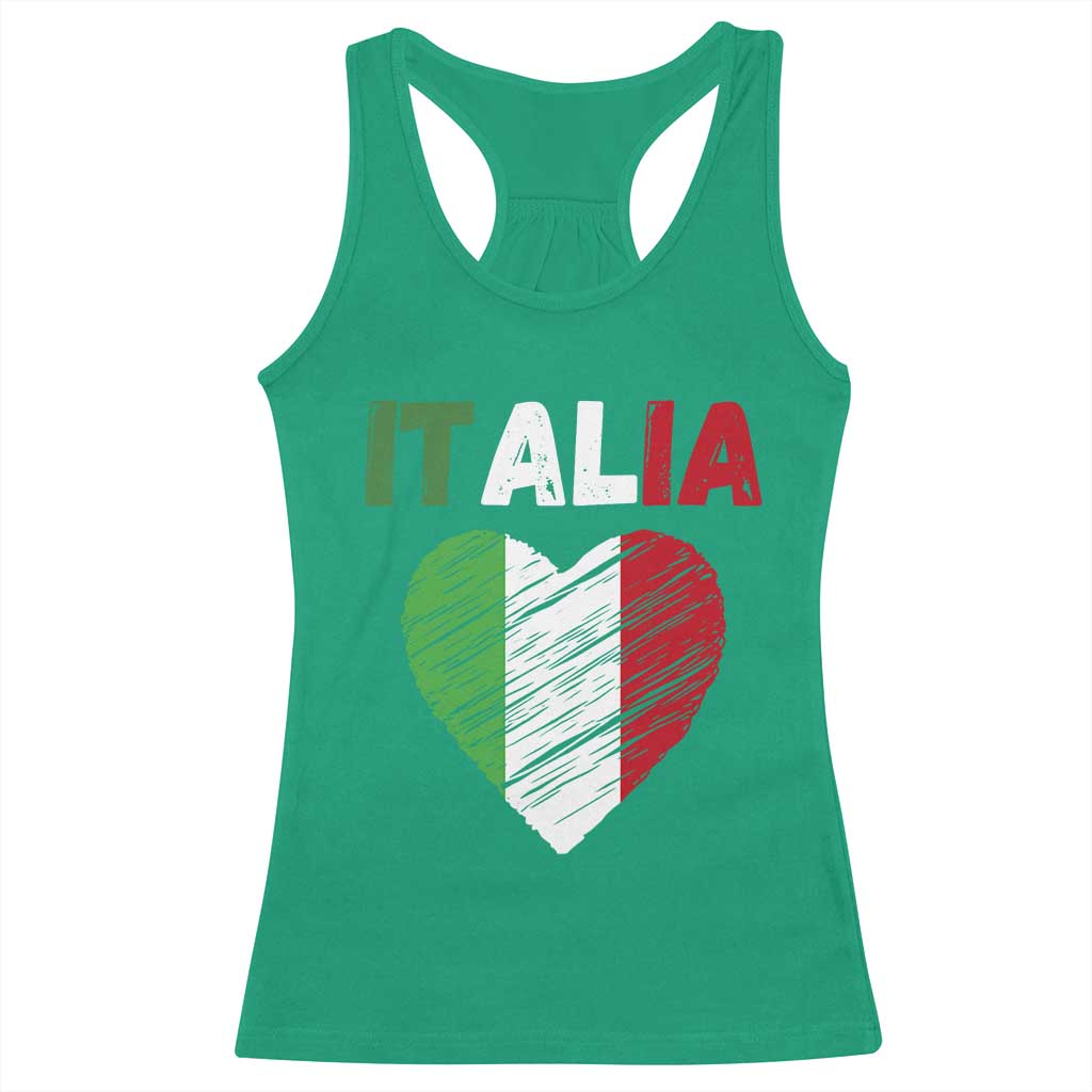 Italian Flag Heart Racerback Tank Top Retro Vintage Italia Graphic