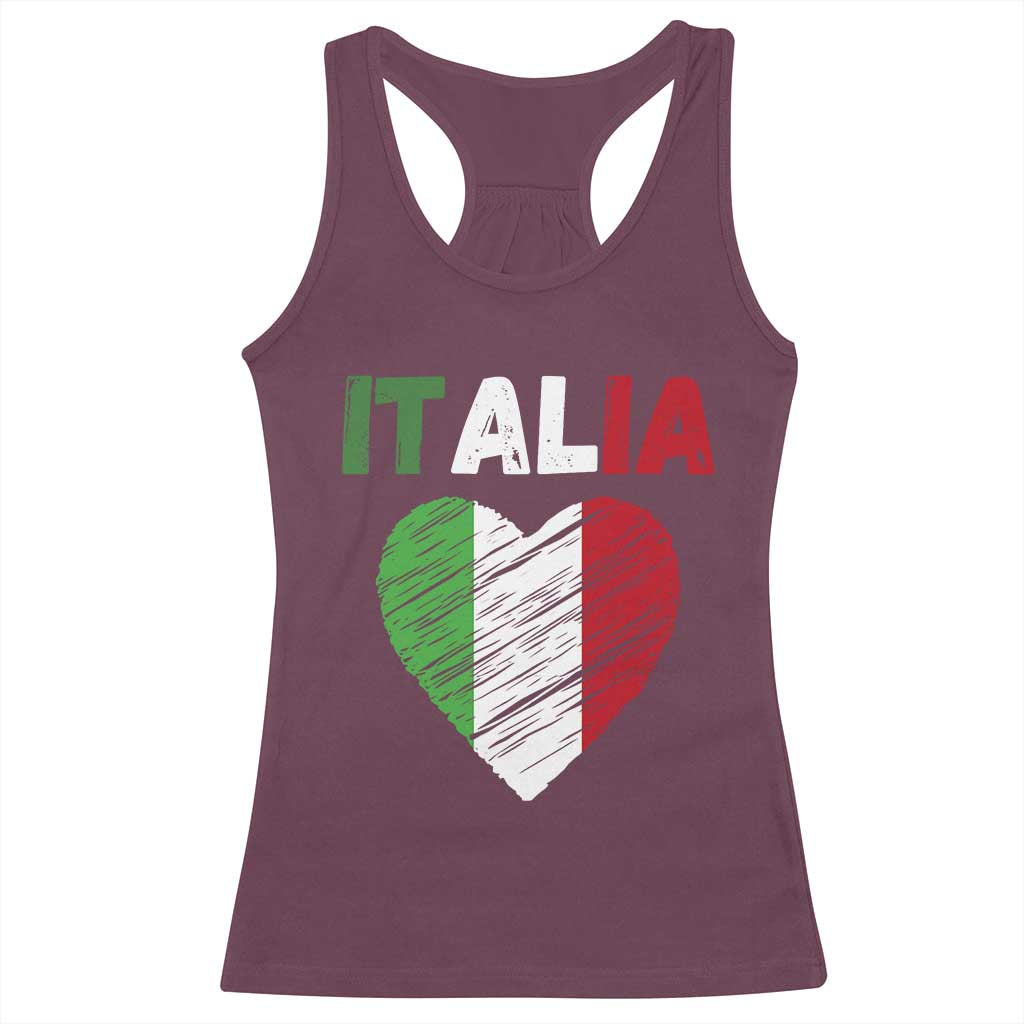 Italian Flag Heart Racerback Tank Top Retro Vintage Italia Graphic