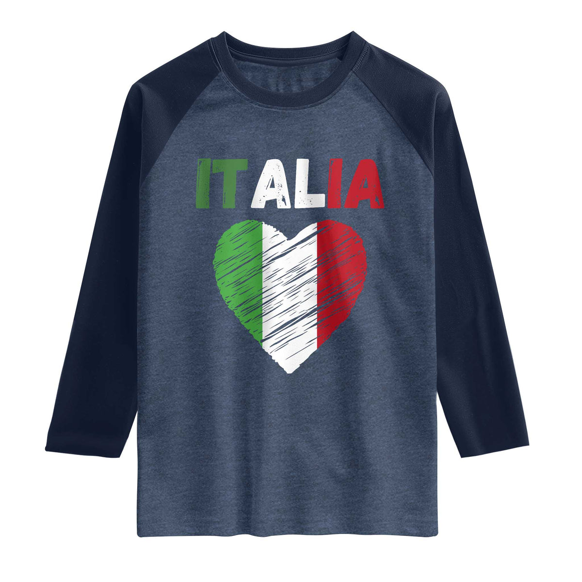 Italian Flag Heart Raglan Shirt Retro Vintage Italia Graphic