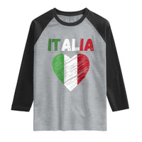 Italian Flag Heart Raglan Shirt Retro Vintage Italia Graphic