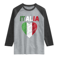 Italian Flag Heart Raglan Shirt Retro Vintage Italia Graphic