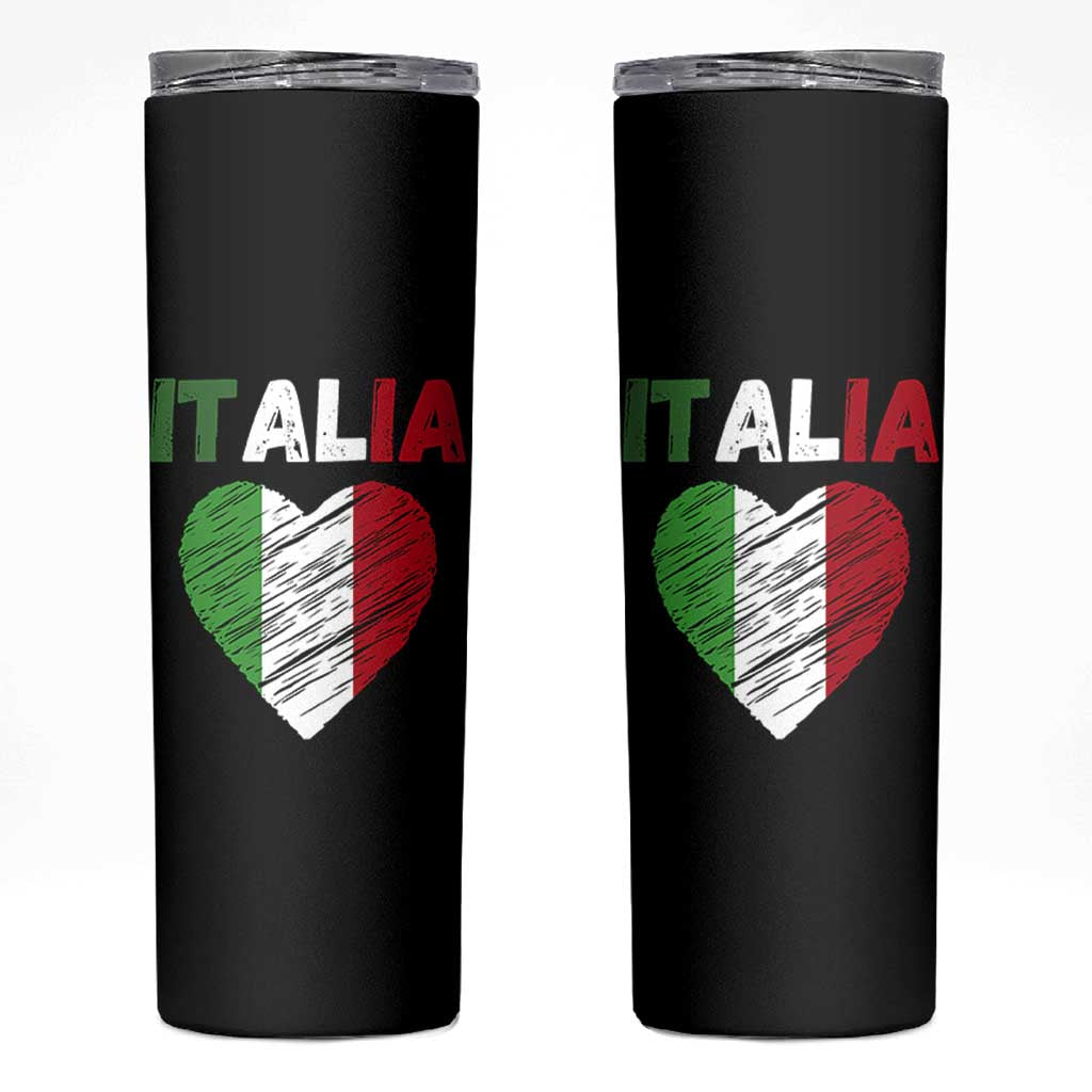 Italian Flag Heart Skinny Tumbler Retro Vintage Italia Graphic