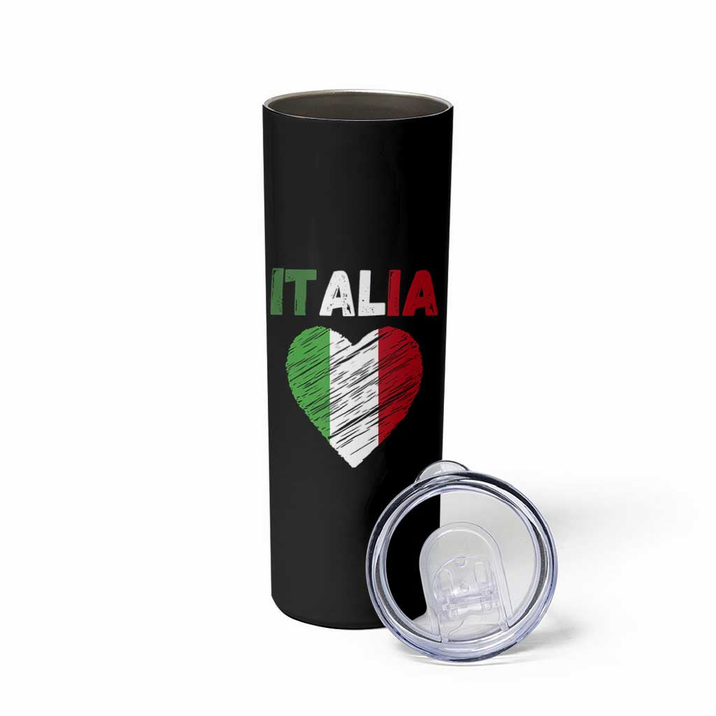 Italian Flag Heart Skinny Tumbler Retro Vintage Italia Graphic