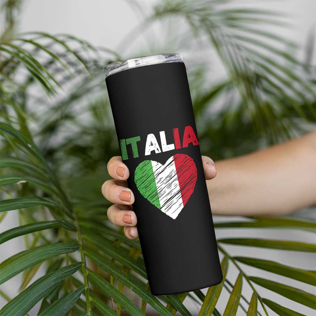 Italian Flag Heart Skinny Tumbler Retro Vintage Italia Graphic