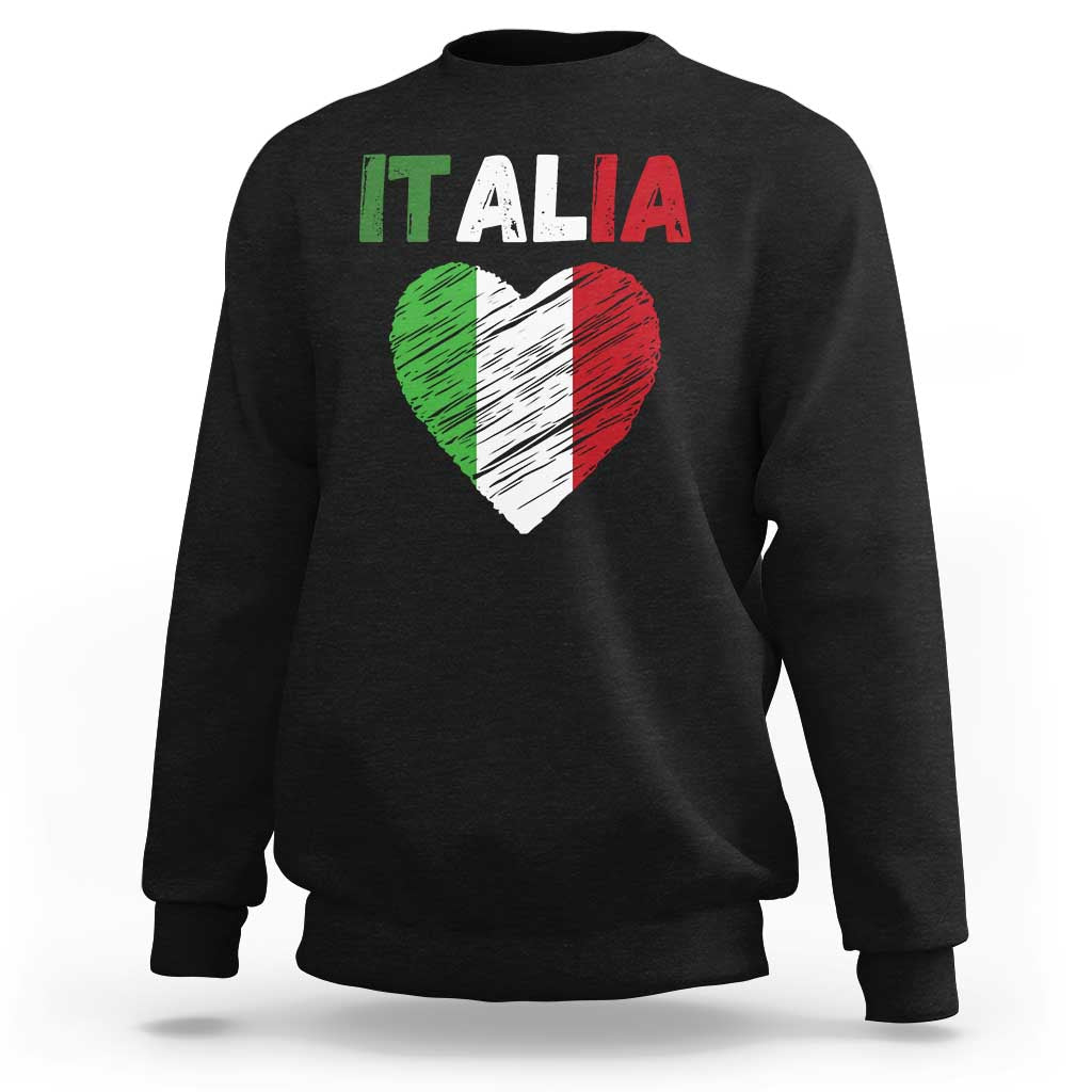 Italian Flag Heart Sweatshirt Retro Vintage Italia Graphic