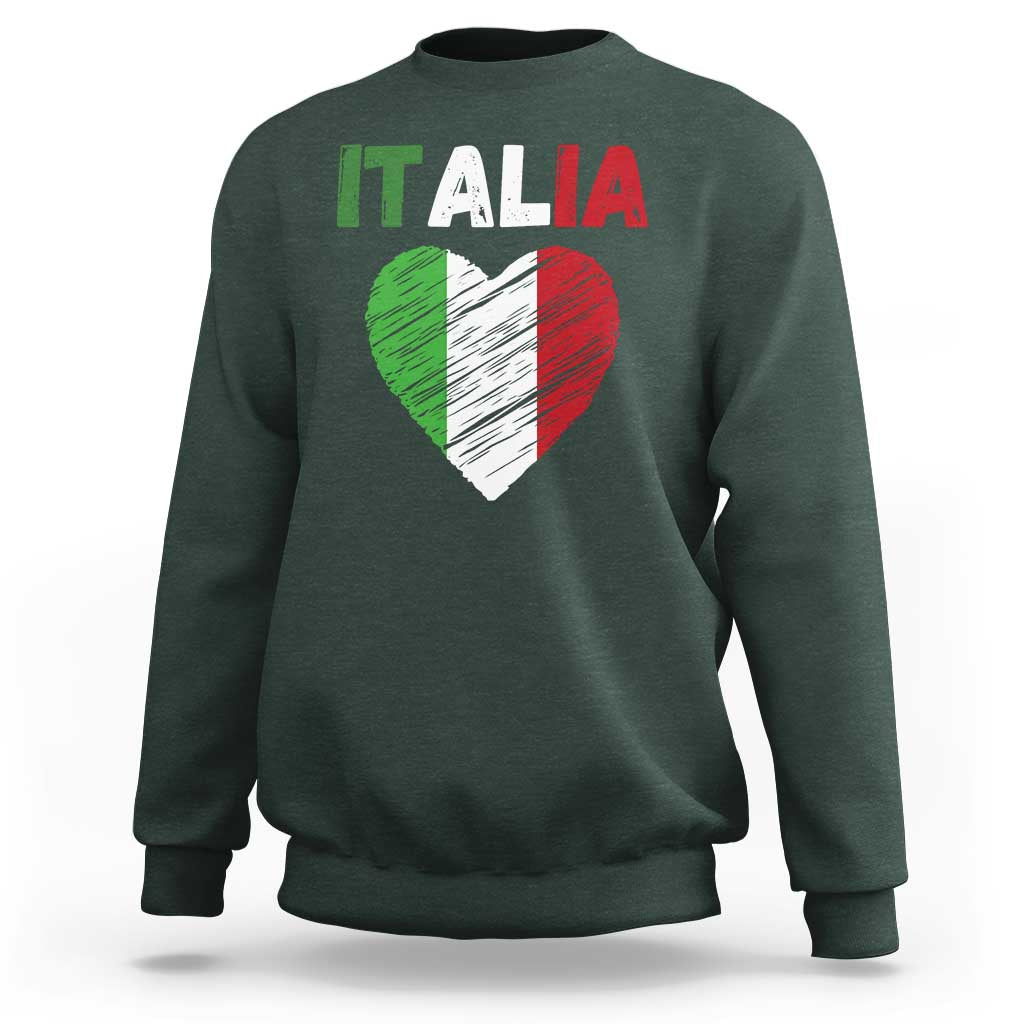 Italian Flag Heart Sweatshirt Retro Vintage Italia Graphic