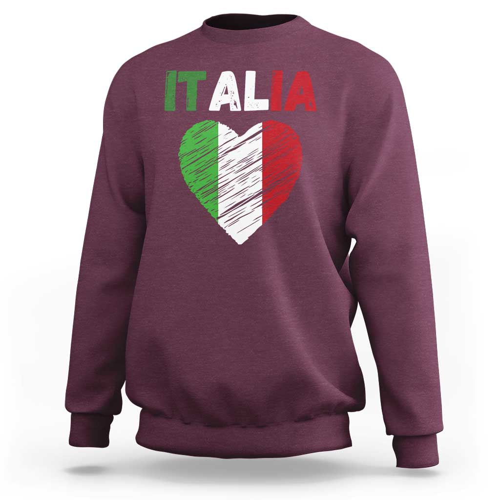 Italian Flag Heart Sweatshirt Retro Vintage Italia Graphic