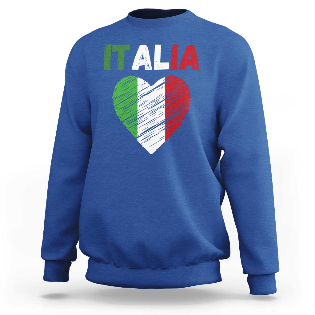 Italian Flag Heart Sweatshirt Retro Vintage Italia Graphic