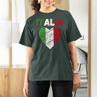 Italian Flag Heart T Shirt For Women Retro Vintage Italia Graphic