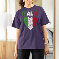 Italian Flag Heart T Shirt For Women Retro Vintage Italia Graphic