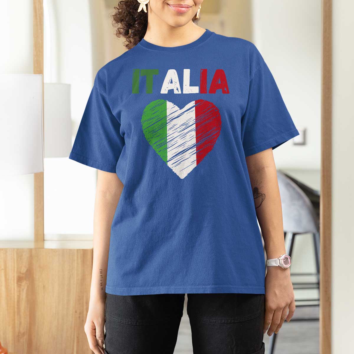 Italian Flag Heart T Shirt For Women Retro Vintage Italia Graphic