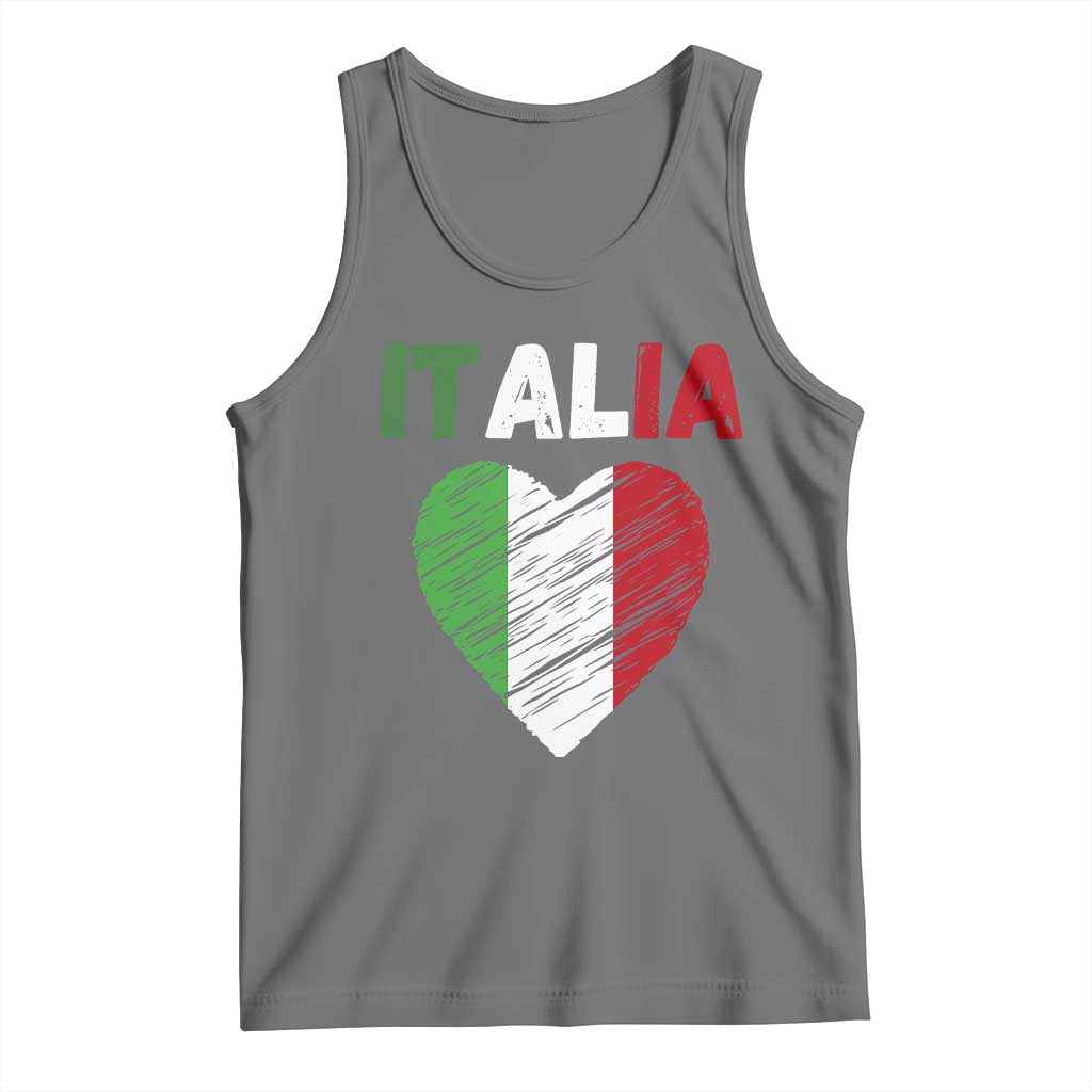 Italian Flag Heart Tank Top Retro Vintage Italia Graphic