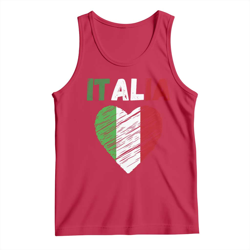 Italian Flag Heart Tank Top Retro Vintage Italia Graphic