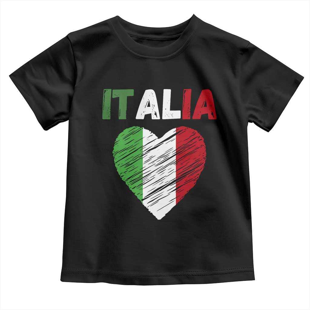 Italian Flag Heart Toddler T Shirt Retro Vintage Italia Graphic