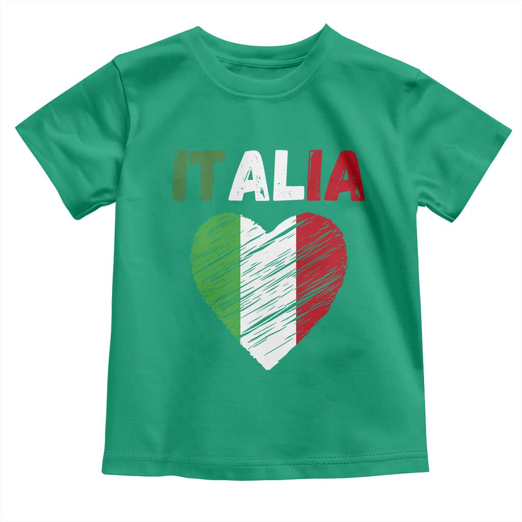 Italian Flag Heart Toddler T Shirt Retro Vintage Italia Graphic