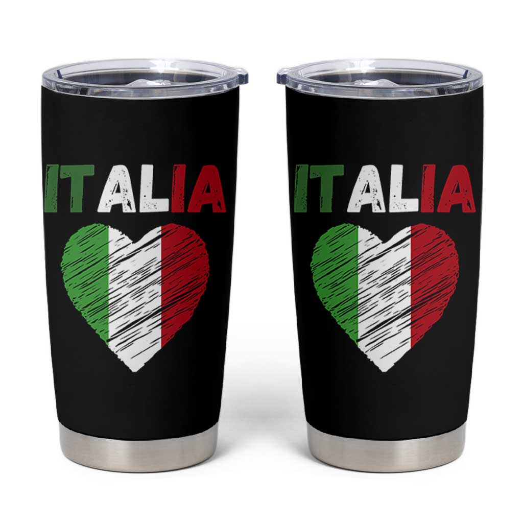 Italian Flag Heart Tumbler Cup Retro Vintage Italia Graphic