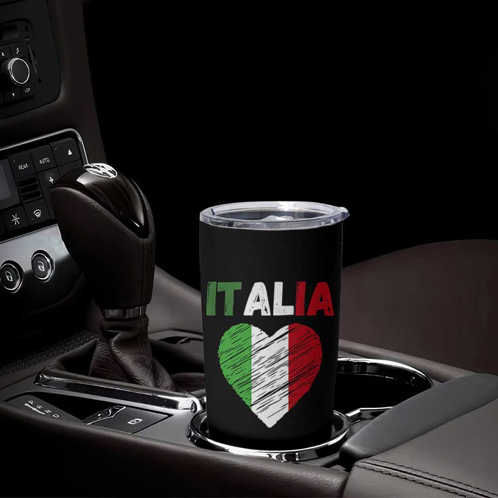 Italian Flag Heart Tumbler Cup Retro Vintage Italia Graphic