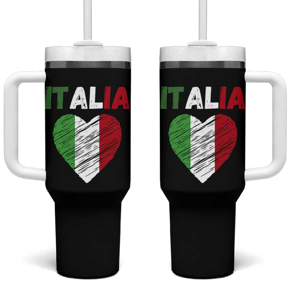 Italian Flag Heart Tumbler With Handle Retro Vintage Italia Graphic