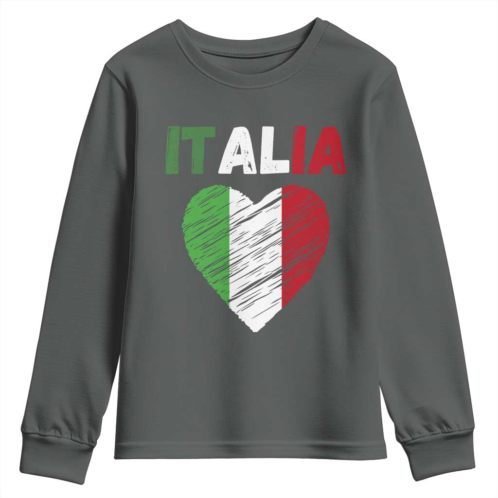 Italian Flag Heart Youth Sweatshirt Retro Vintage Italia Graphic