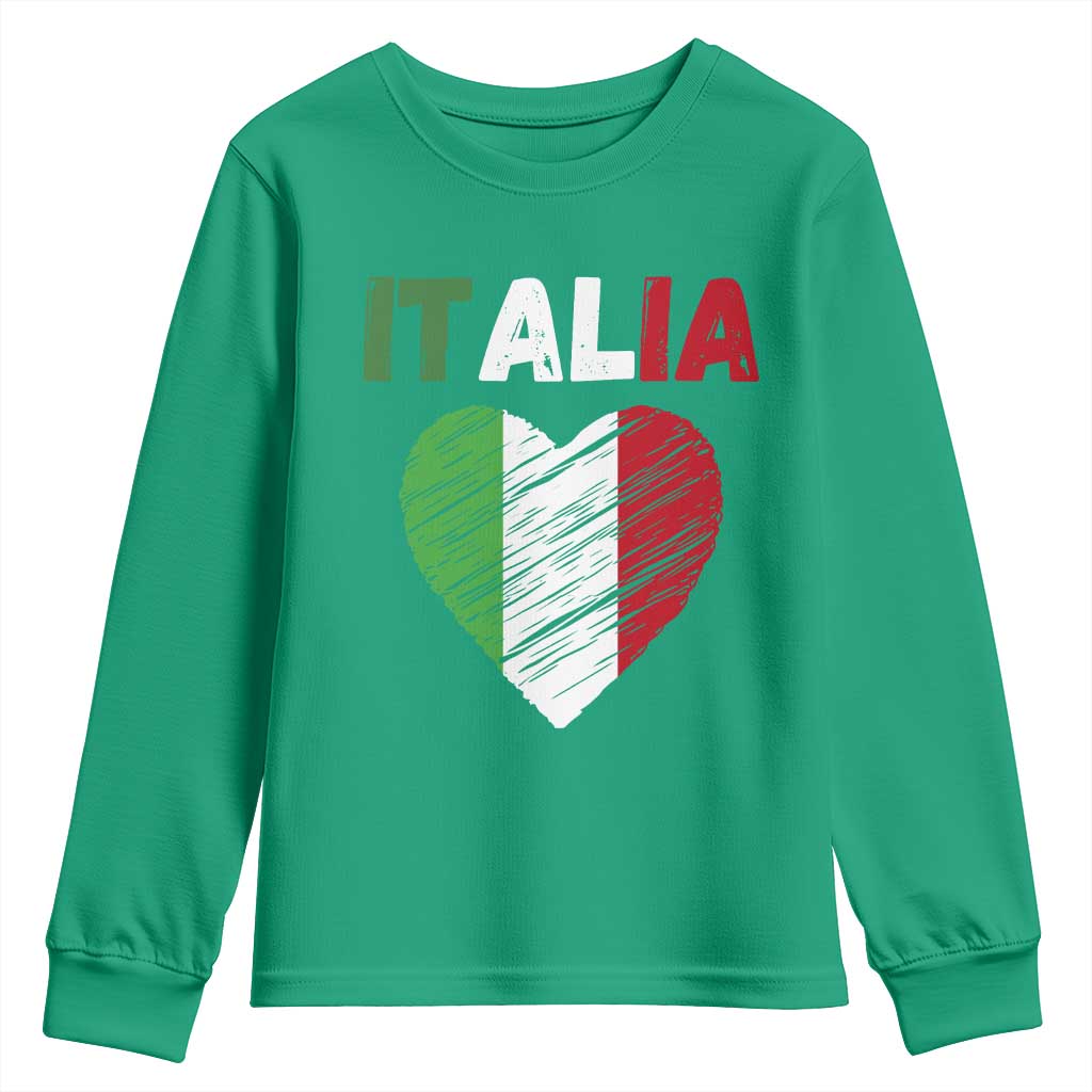Italian Flag Heart Youth Sweatshirt Retro Vintage Italia Graphic