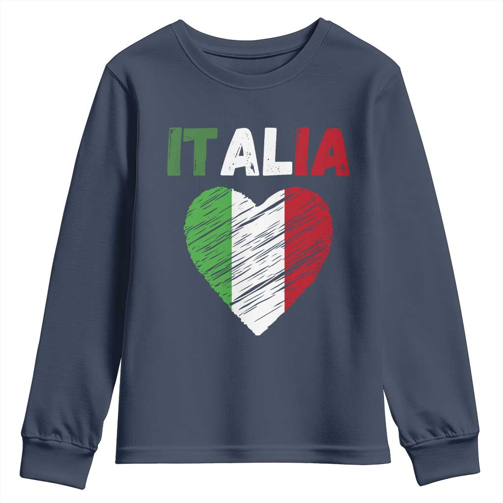Italian Flag Heart Youth Sweatshirt Retro Vintage Italia Graphic