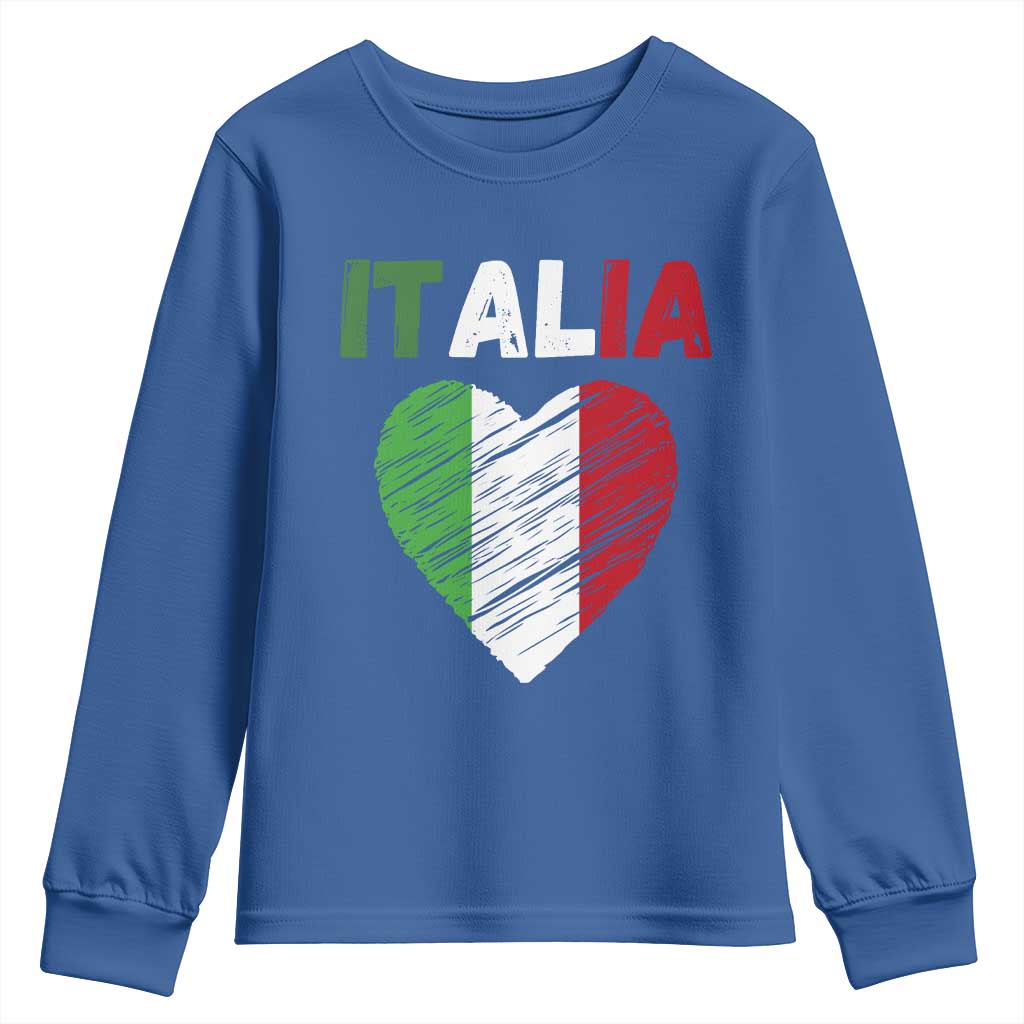Italian Flag Heart Youth Sweatshirt Retro Vintage Italia Graphic