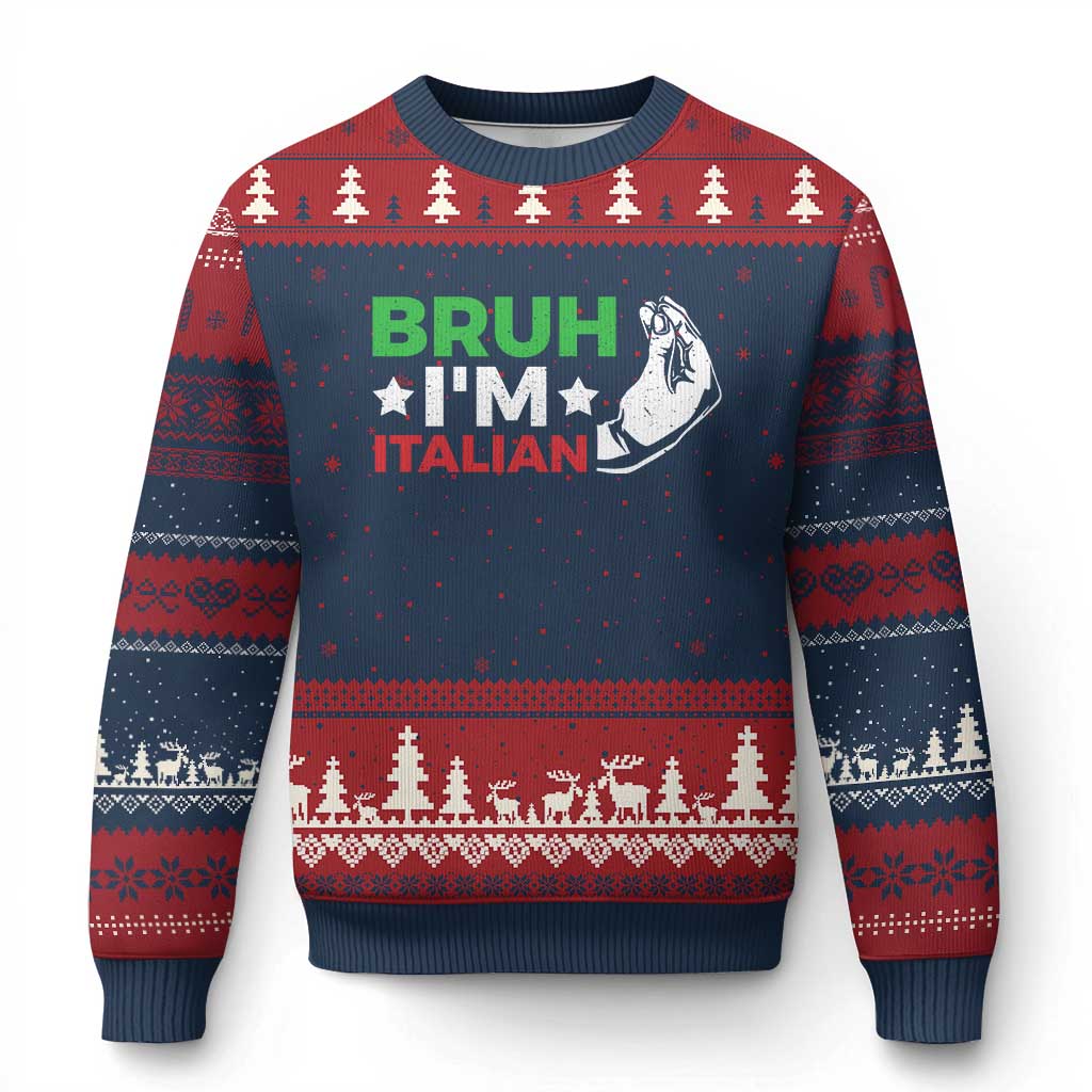 Bruh Im Italian Ugly Christmas Sweater Italy Flag Italian Festival Funny Italian - Wonder Print Shop