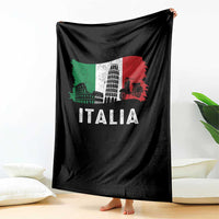 Italian Flag Throw Blanket Distressed Style Pisa Tower Colosseum Classic Scooter - Wonder Print Shop