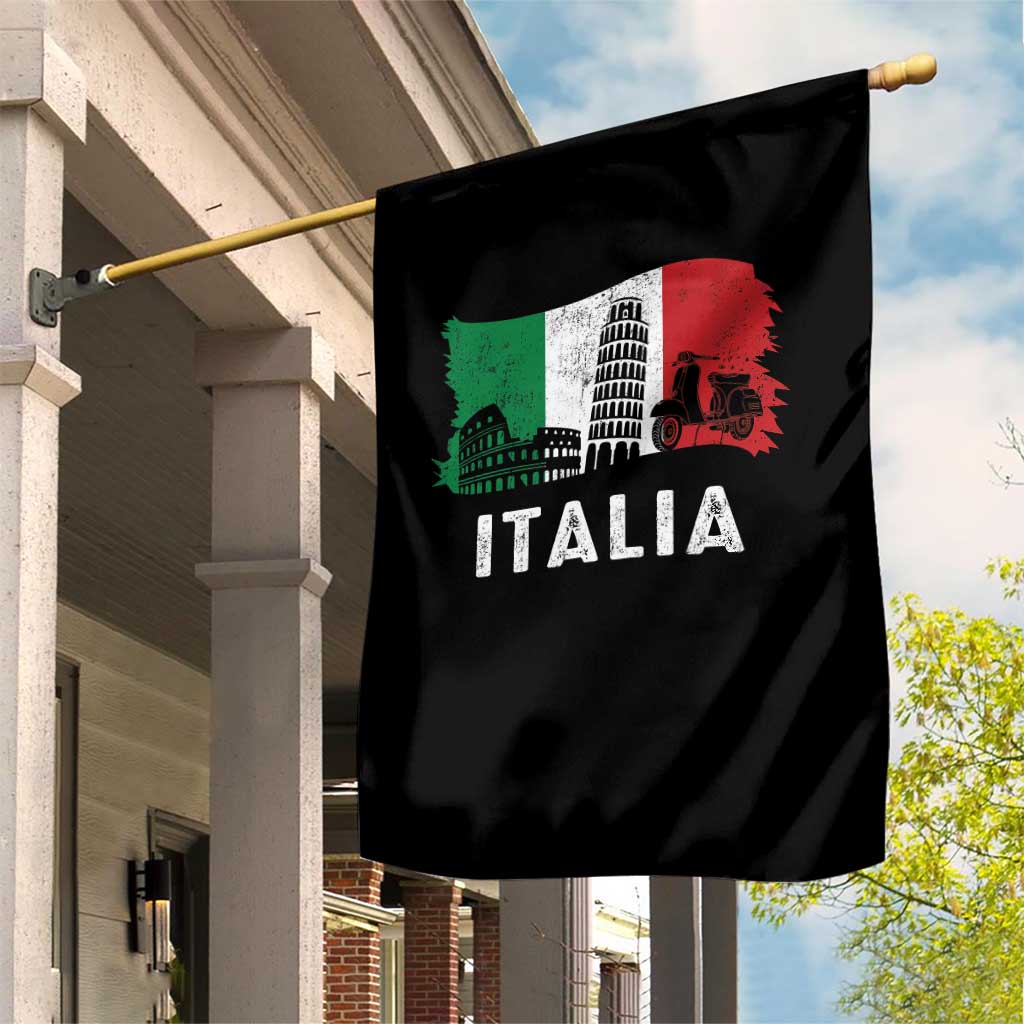 Italian Flag Garden Flag Distressed Style Pisa Tower Colosseum Classic Scooter - Wonder Print Shop