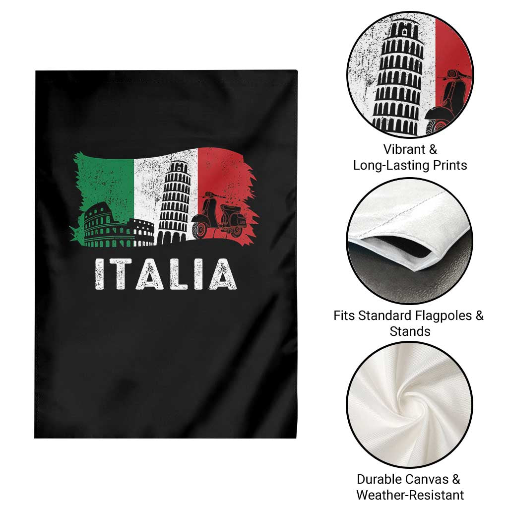 Italian Flag Garden Flag Distressed Style Pisa Tower Colosseum Classic Scooter - Wonder Print Shop