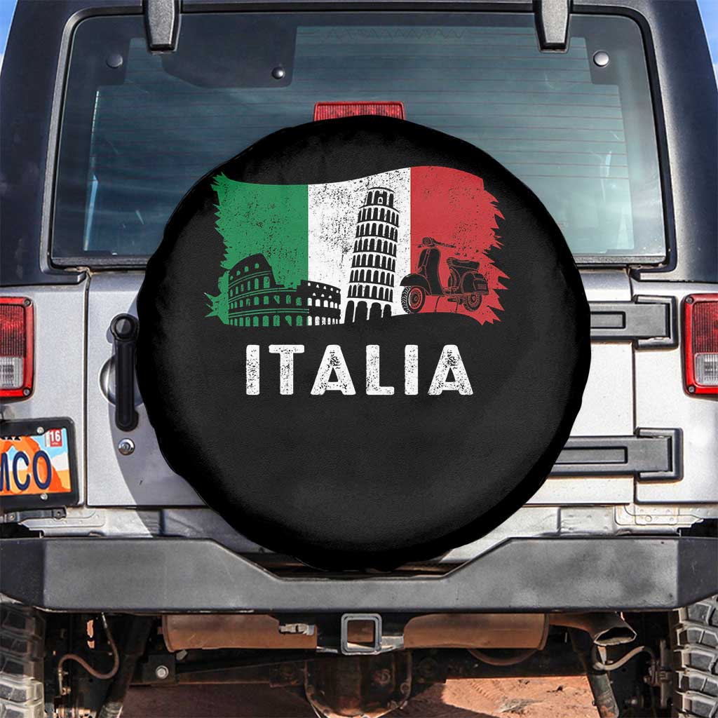 Italian Flag Spare Tire Cover Distressed Style Pisa Tower Colosseum Classic Scooter - Wonder Print Shop