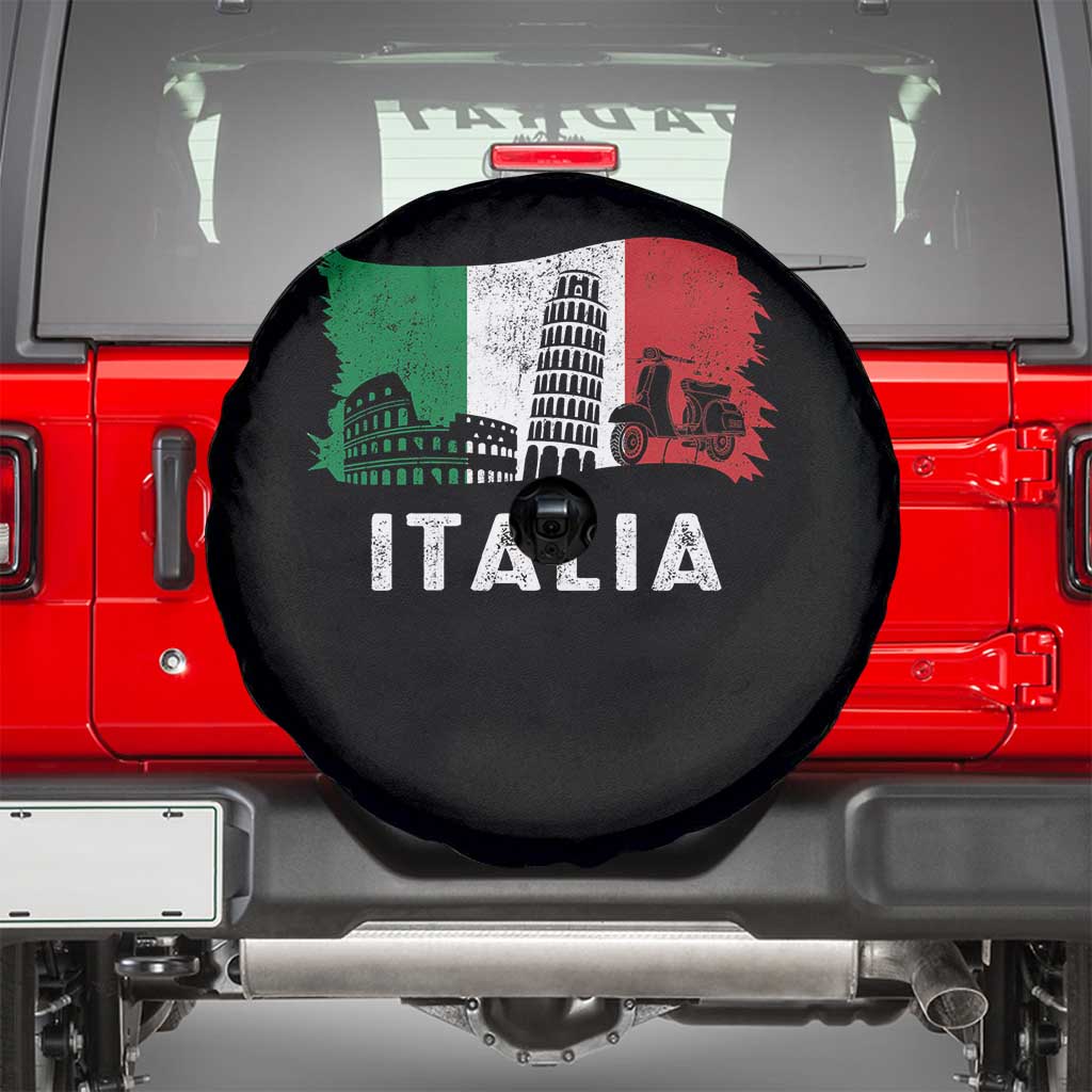 Italian Flag Spare Tire Cover Distressed Style Pisa Tower Colosseum Classic Scooter - Wonder Print Shop