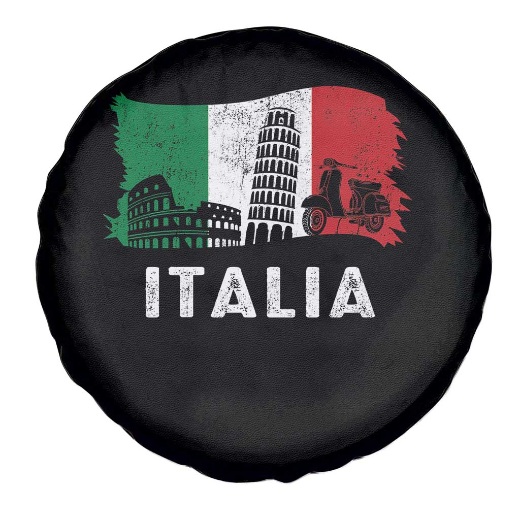 Italian Flag Spare Tire Cover Distressed Style Pisa Tower Colosseum Classic Scooter - Wonder Print Shop