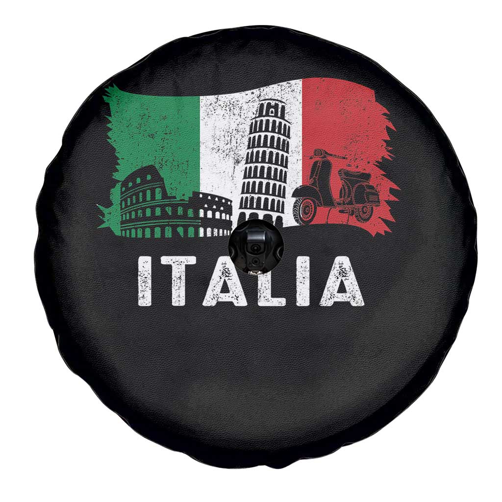Italian Flag Spare Tire Cover Distressed Style Pisa Tower Colosseum Classic Scooter - Wonder Print Shop