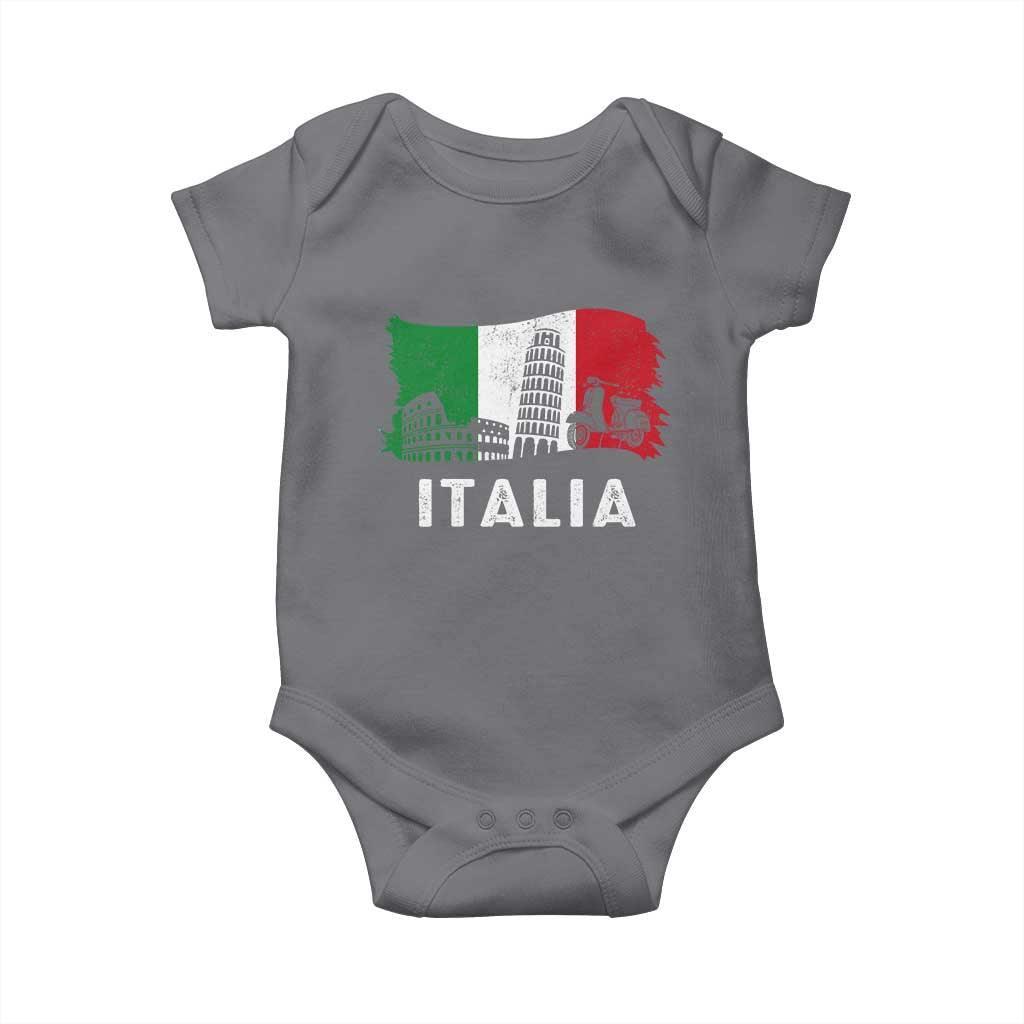Italian Flag Baby Onesie Distressed Style Pisa Tower Colosseum Classic Scooter - Wonder Print Shop