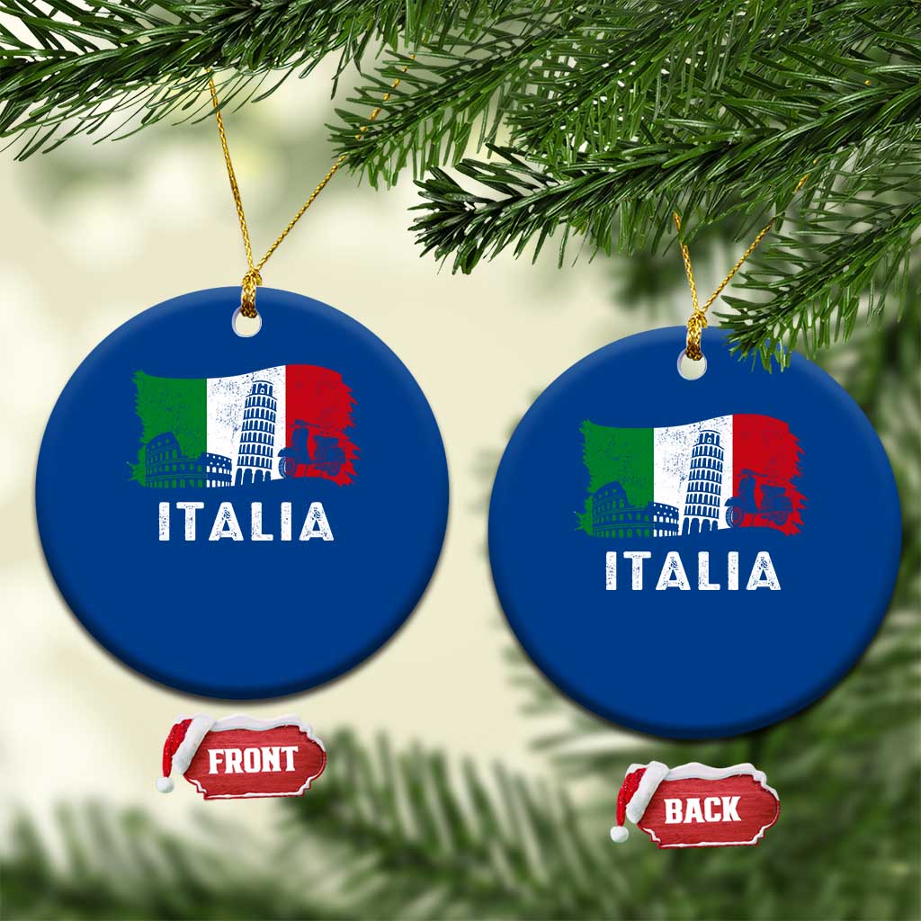 Italian Flag Ceramic Ornament Distressed Style Pisa Tower Colosseum Classic Scooter - Wonder Print Shop