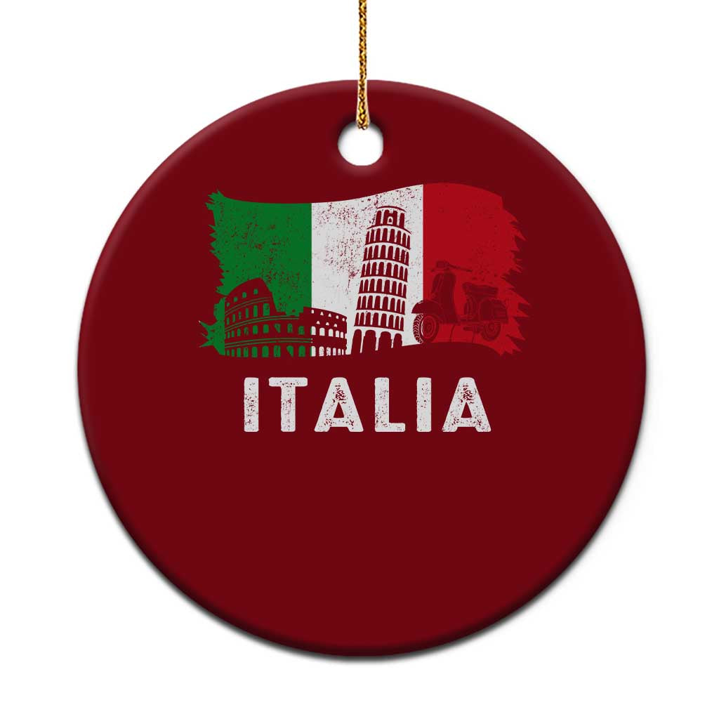 Italian Flag Ceramic Ornament Distressed Style Pisa Tower Colosseum Classic Scooter - Wonder Print Shop