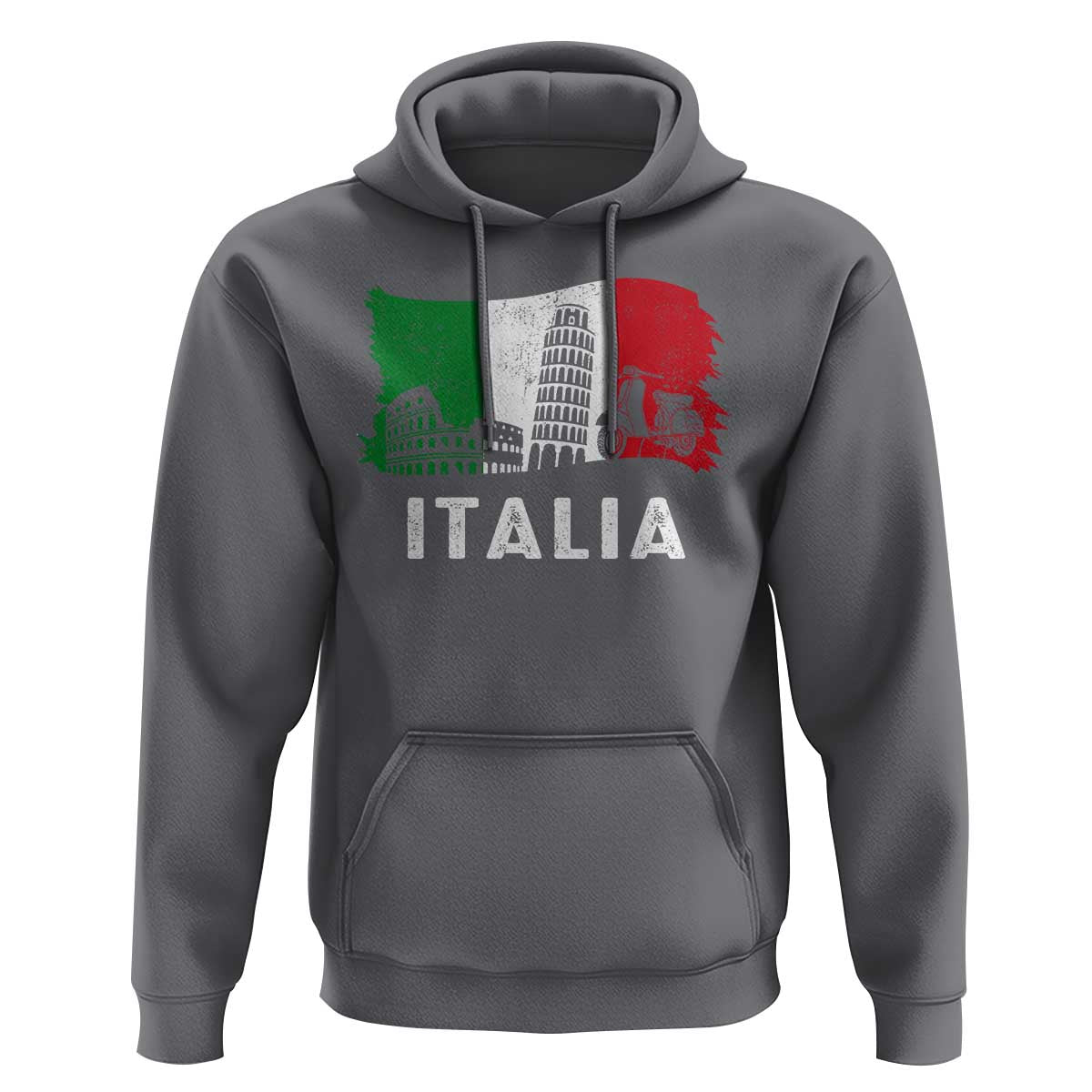 Italian Flag Hoodie Distressed Style Pisa Tower Colosseum Classic Scooter - Wonder Print Shop