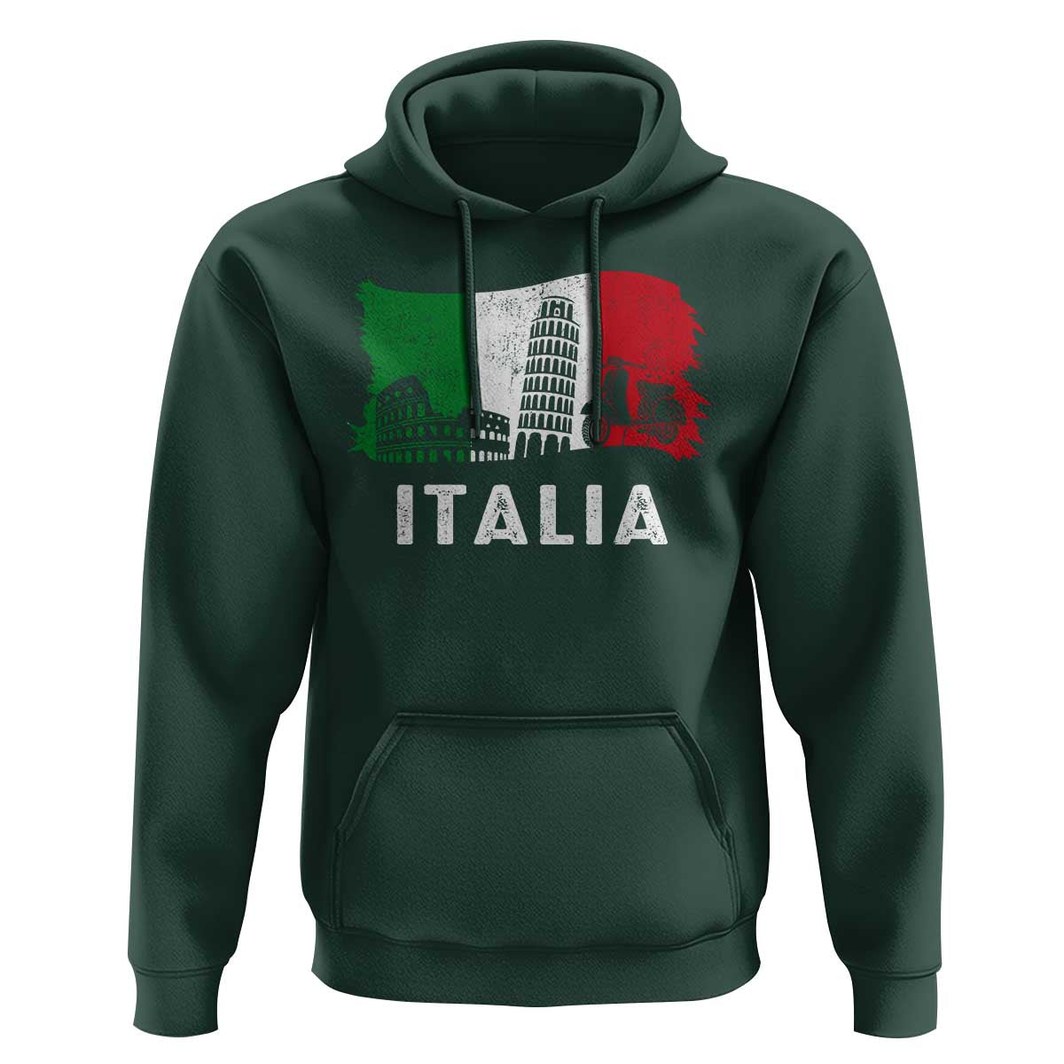 Italian Flag Hoodie Distressed Style Pisa Tower Colosseum Classic Scooter - Wonder Print Shop