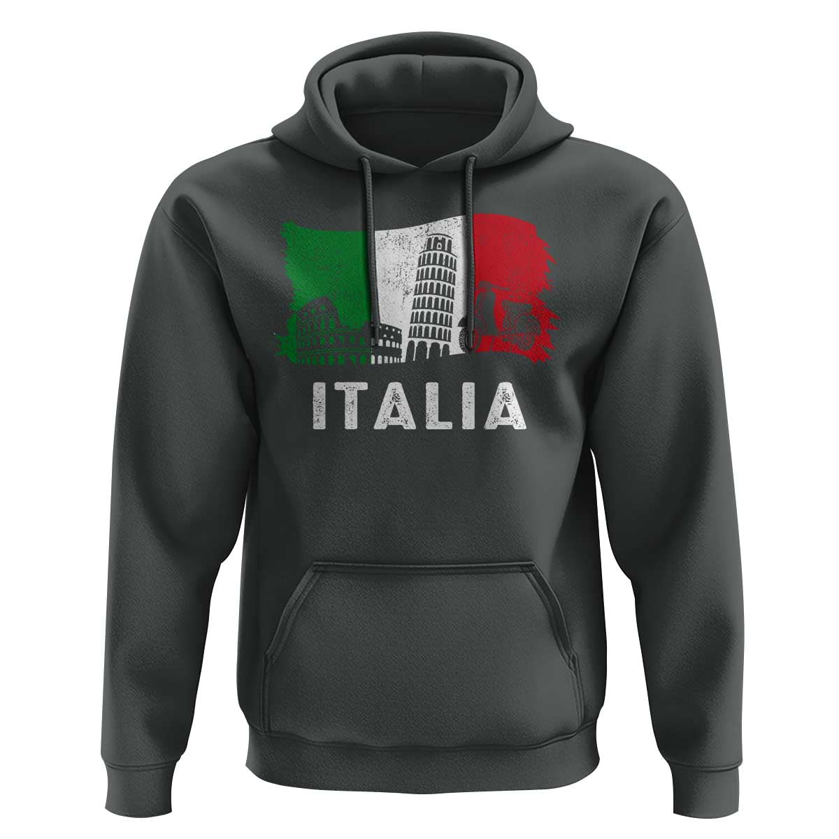 Italian Flag Hoodie Distressed Style Pisa Tower Colosseum Classic Scooter - Wonder Print Shop