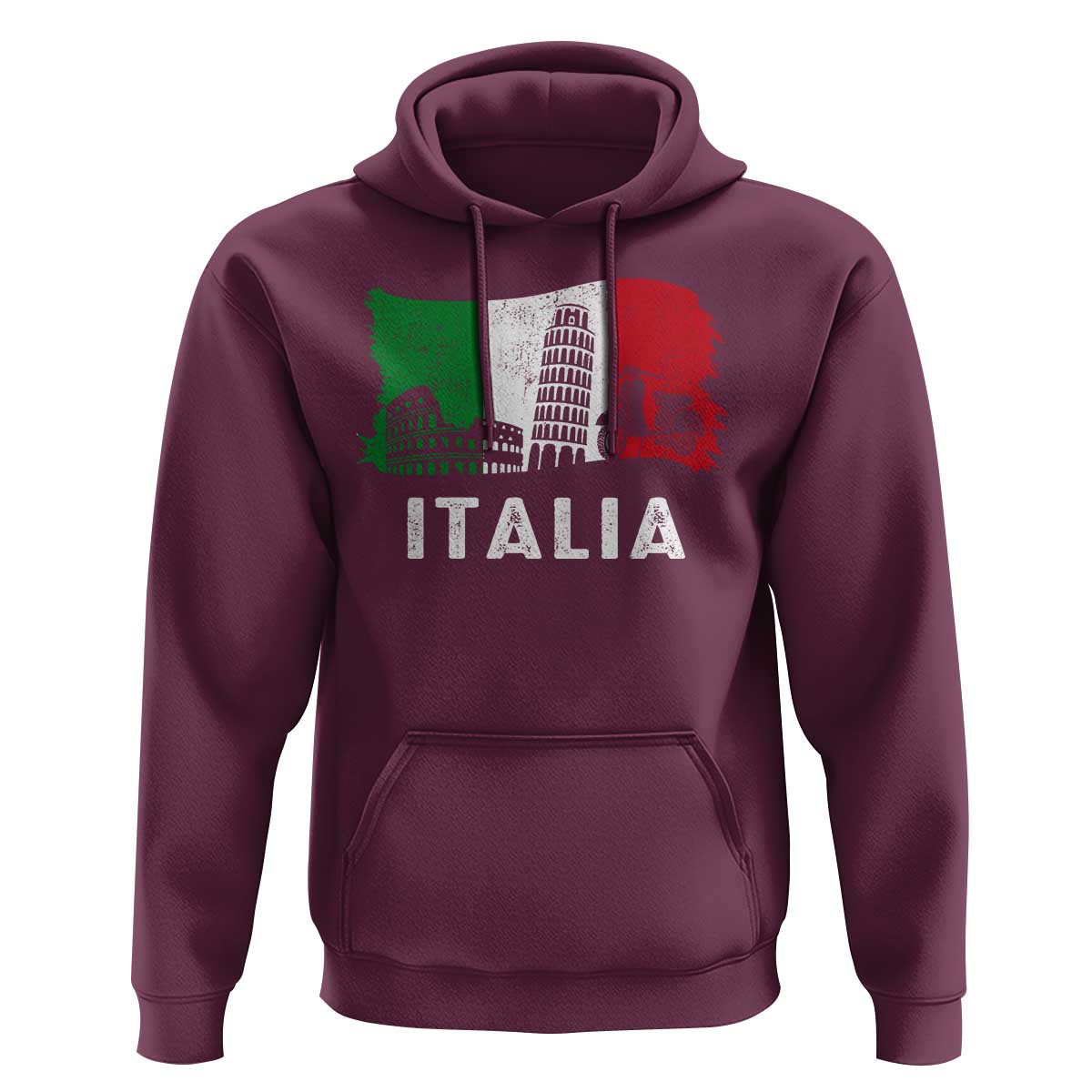 Italian Flag Hoodie Distressed Style Pisa Tower Colosseum Classic Scooter - Wonder Print Shop