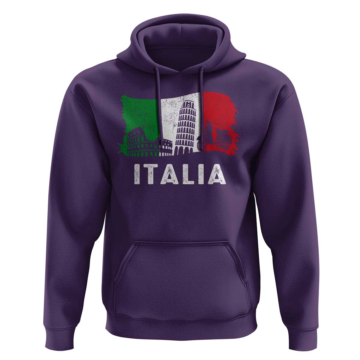 Italian Flag Hoodie Distressed Style Pisa Tower Colosseum Classic Scooter - Wonder Print Shop