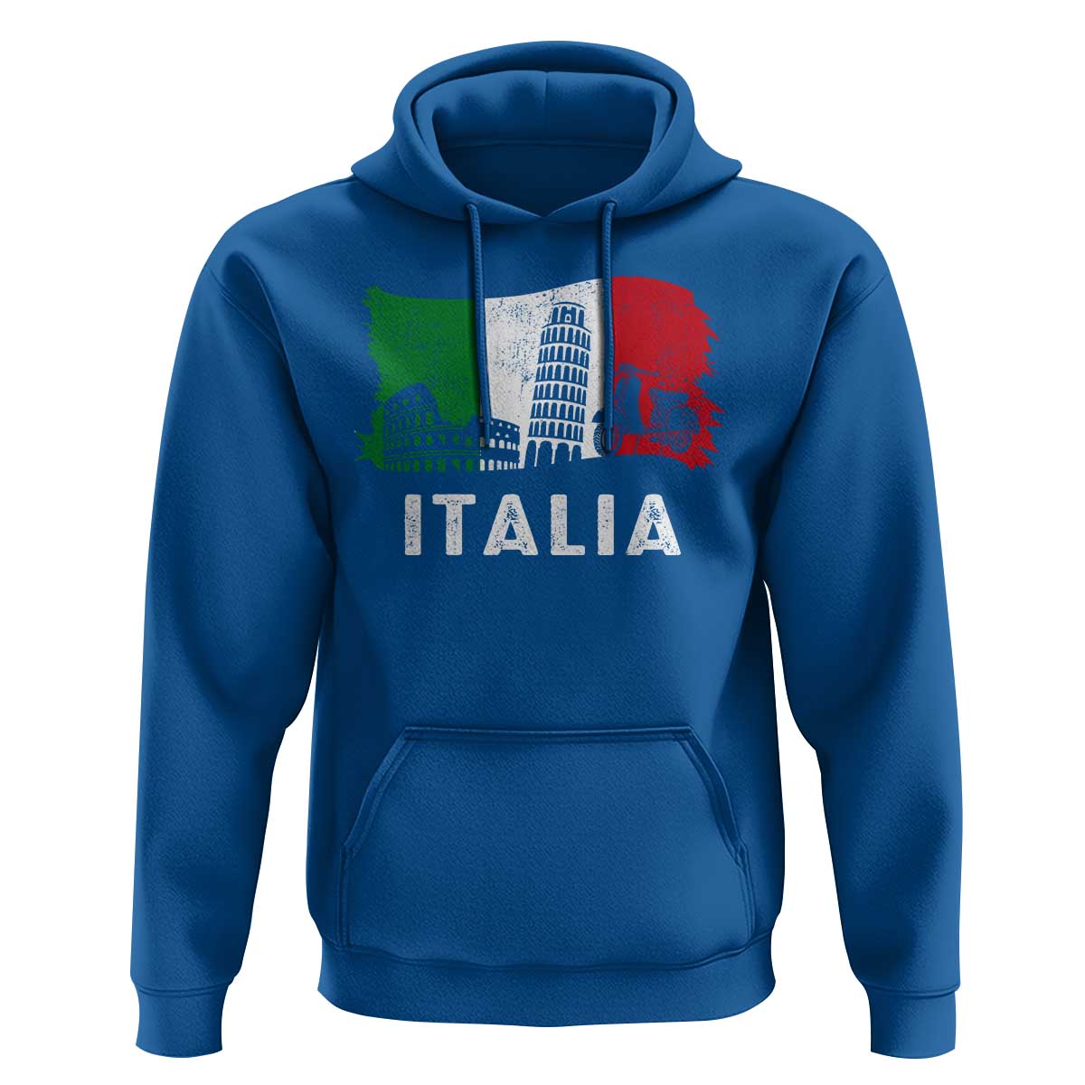 Italian Flag Hoodie Distressed Style Pisa Tower Colosseum Classic Scooter - Wonder Print Shop