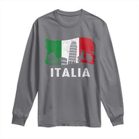 Italian Flag Long Sleeve Shirt Distressed Style Pisa Tower Colosseum Classic Scooter - Wonder Print Shop